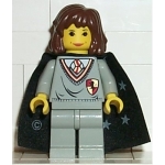 Minifig hp002 : Hermione (pull avec blason Gryffondor, jambes gris clair, cape noire)