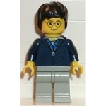 Minifig hp033 : Harry Potter (veste bleu foncé, jambes gris clair)