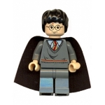 Minifig hp056a : Harry Potter (jambes gris bleuté foncé, cape noire) (4753)