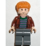 Minifig hp058 : Ron Weasley (chemise marron ouverte, tshirt rayé)