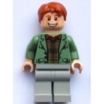 Minifig hp089 : Arthur Weasley (veste ouverte vert sable, jambes gris bleuté clair)