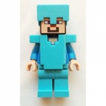Minifig min015 : Steve (avec casque et armure bleu turquoise)