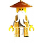 Minifig njo168 : Sensei Wu (costume beige et or, 70751)