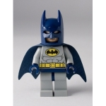 Minifig sh025 : Batman (Costume gris-bleu clair, ceinture et logo jaunes, cagoule et cape bleu foncé)