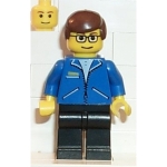 Minifig spd002 : Peter Parker 1 (Veste bleue, jambes noires, cheveux homme marron)