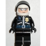 Minifig spd003 : Police - Motard (Veste noire avec badge et radio, jambes noires, casque blanc)