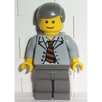 Minifig spd010 : Scientifique (Veste ouverte, cravate rayée noire et marron, chemise à carreaux)