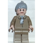 Minifig spd024 : Tante May (chemisier et jambes beige foncé, queue de cheval gris-bleu clair)