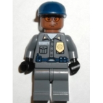 Minifig spd029 : Agent de sécurité (Chemise gris-bleu foncé avec badge et radio, jambes gris-bleu foncé)