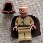 Minifig sw234 : Obi-Wan Kenobi (jeune, peau claire, capuchet et cape, oreillette or)