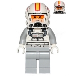 Minifig sw608 : Pilote clone (casque ouvert avec marques  jaunes et rouges)